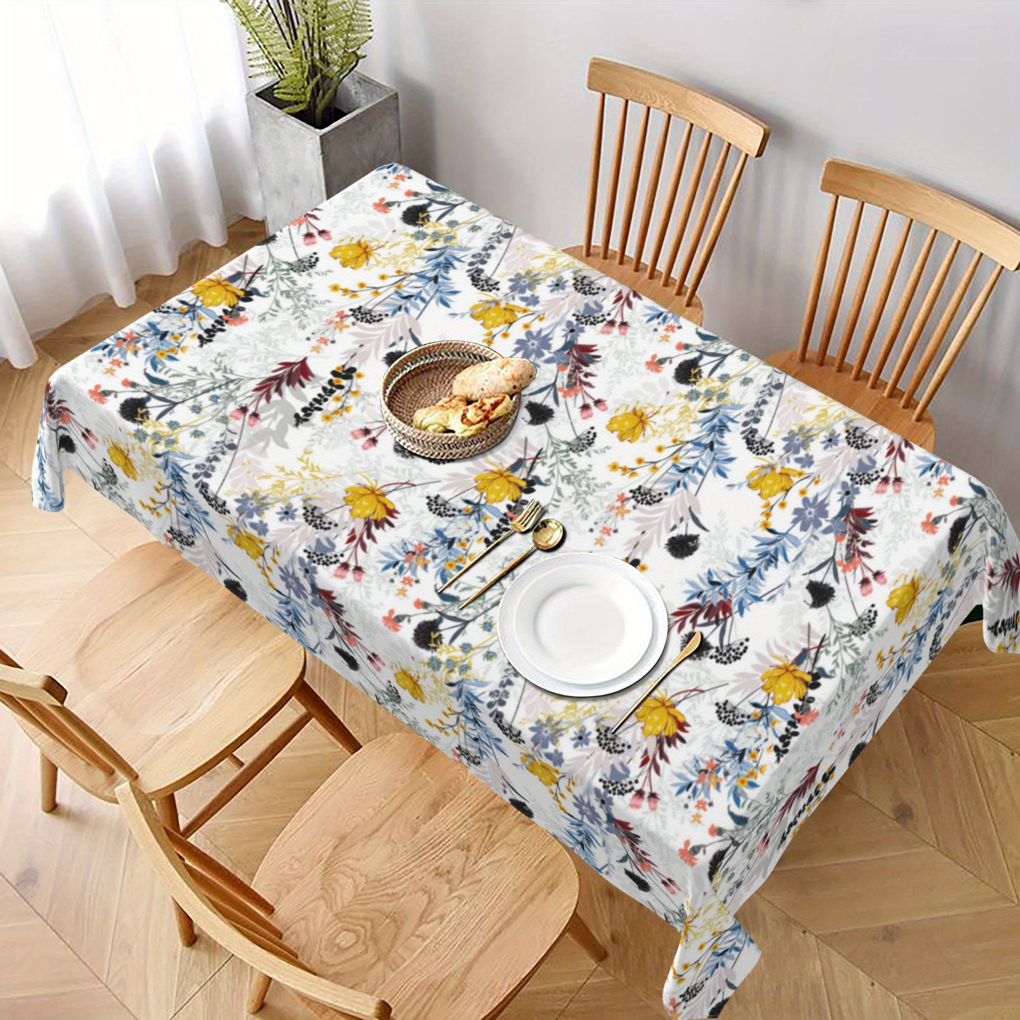  Mantel impermeable, diseño de lirios rurales y flores, mantel  para mesa de comedor, mantel para cocina, fiesta, decoración de mesa al  aire libre, mantel rectangular de 59.8 x 79.1 in 