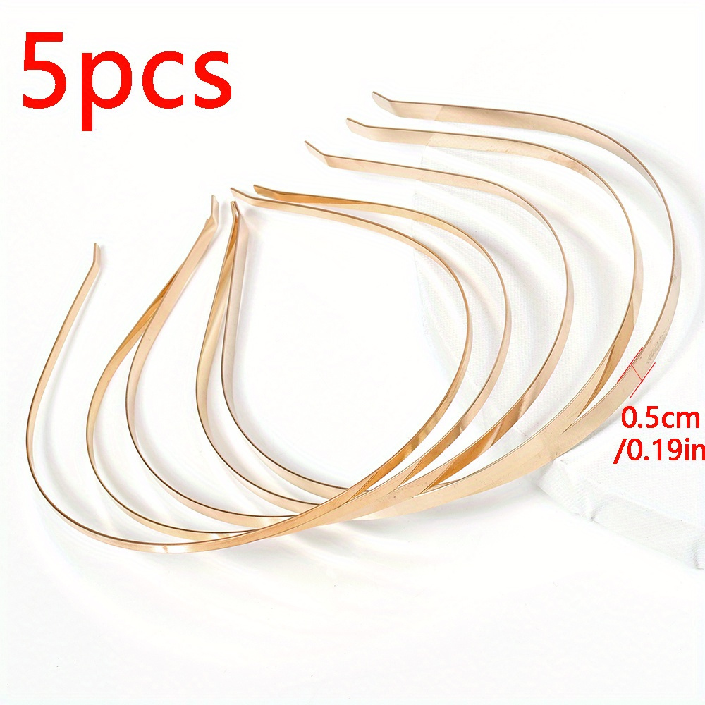 5pcs Metal Headbands Blank Hair Hoop Band Diy Hairband Plain Thin Bulk Headbands For Jeweley Making Hair Accessories