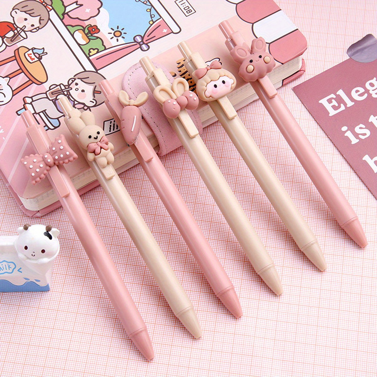 Cute Rabbit Girls Retractable Ballpoint Pen For - Temu
