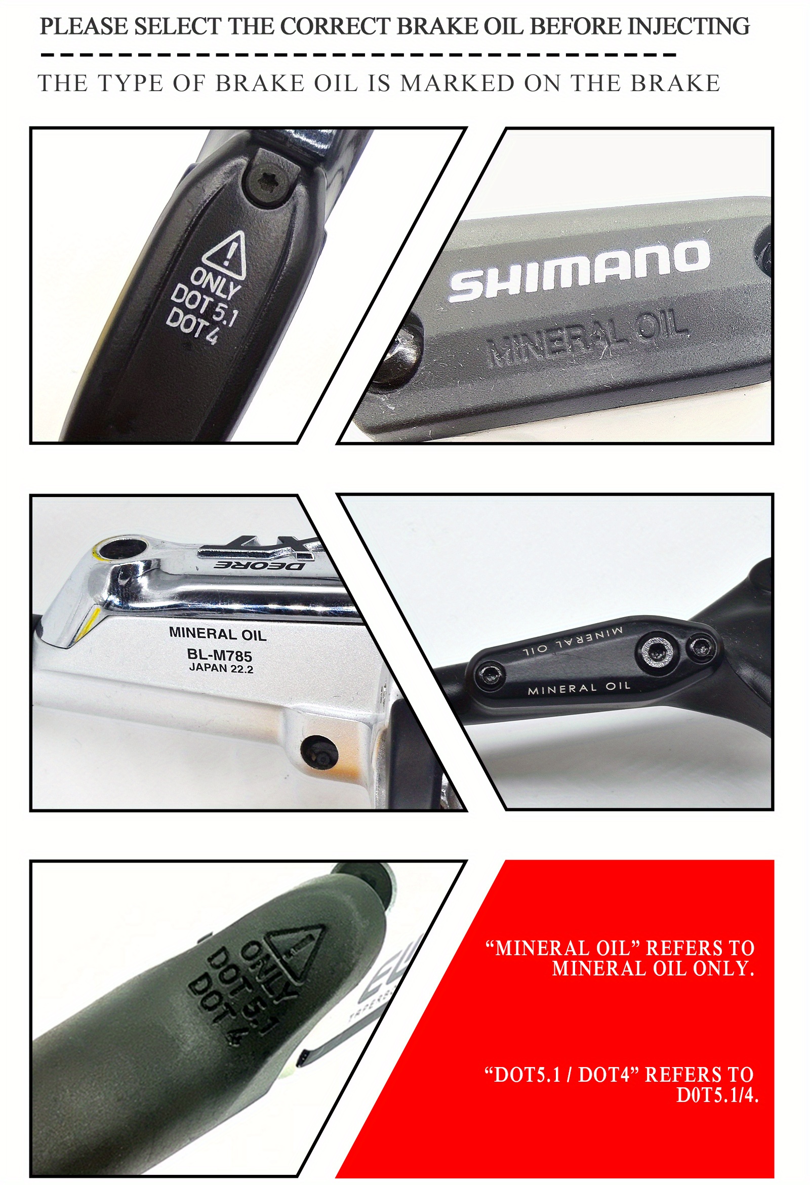 FADDARE Kit de purga de freno de bicicleta, kit de purga de freno de  bicicleta para Shimano, MAGURA, TEKTRO, serie SRAM | Aceite de freno de  disco