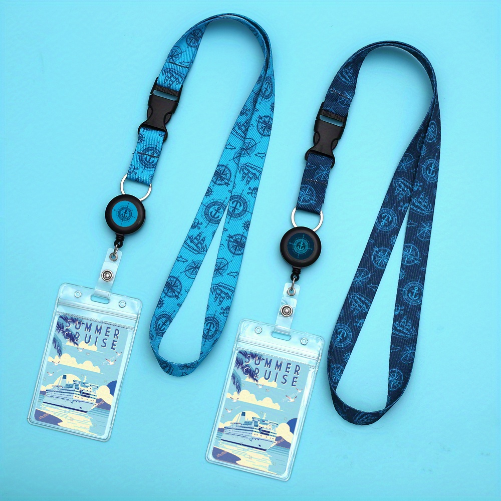 1pc Cruise Lanyard for Cruise Ship Cards, Retractable Cruise Lanyards Waterproof ID Badge Holder with Lanyard,Temu