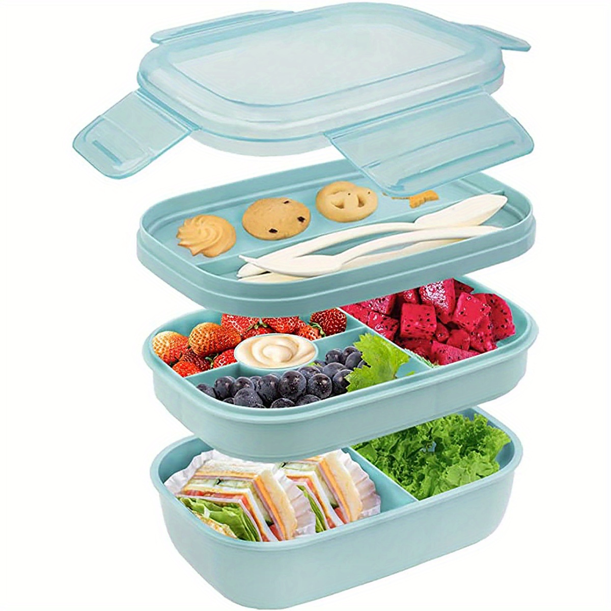 Bento Box For Adults, 3-layers Lunch Box, Portable Food Storage Tableware -  Temu