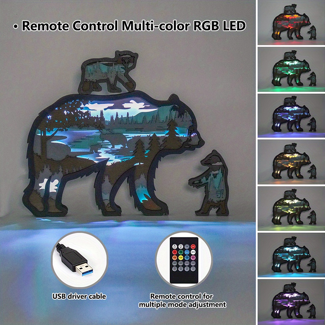 Lampe enfant 3D multicolore personnalisée - Petit ours