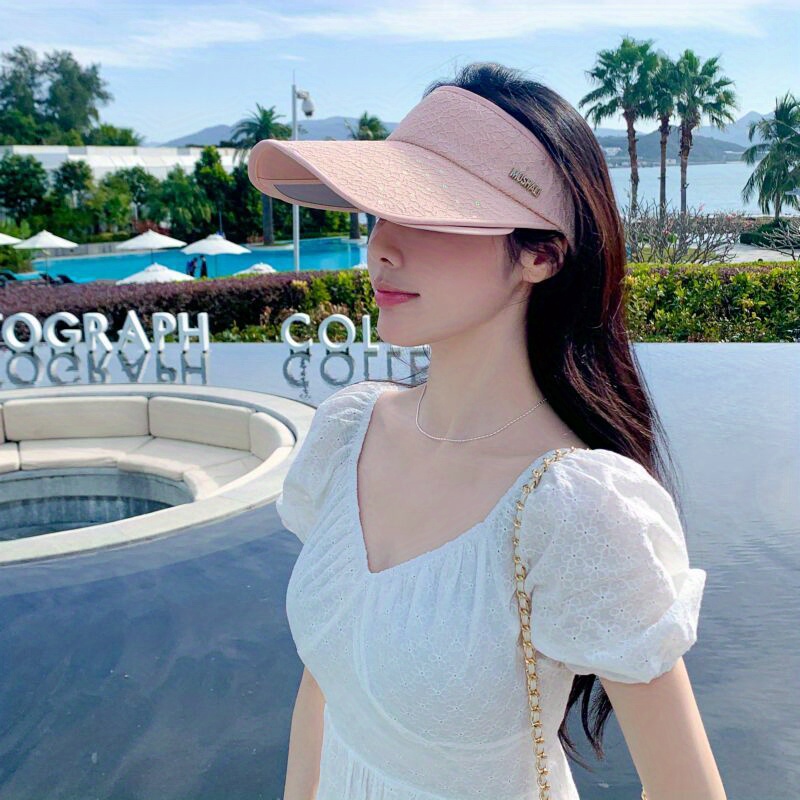 1pc Women's Summer Uv Protection Wide Brim Sun Visor Hat, Outdoor Cycling  Ice Silk Breathable Sunscreen Cap