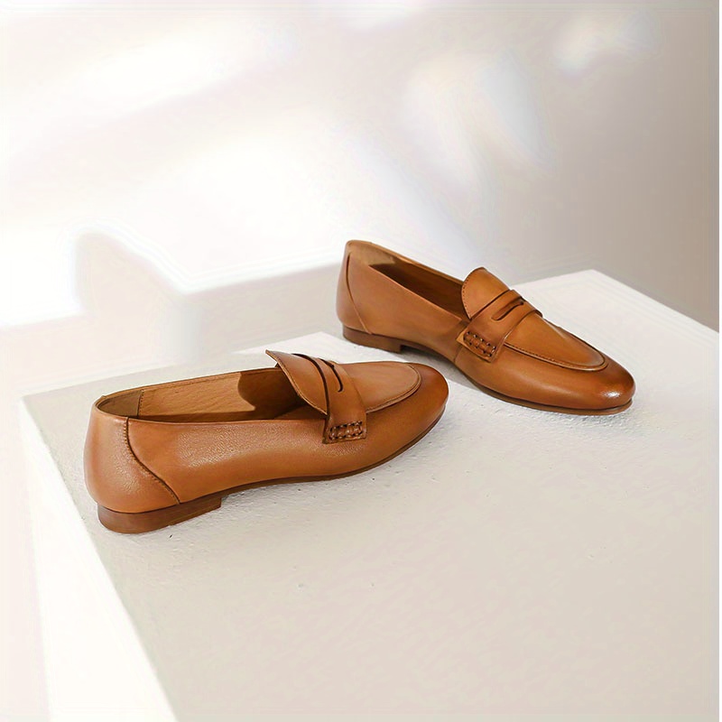 Tan soft leather loafers womens cheap