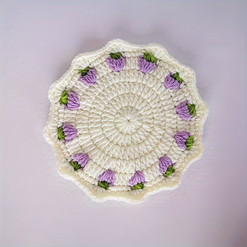 Set of 6 Crochet Table Mats Lilac Placemats Round Crochet 