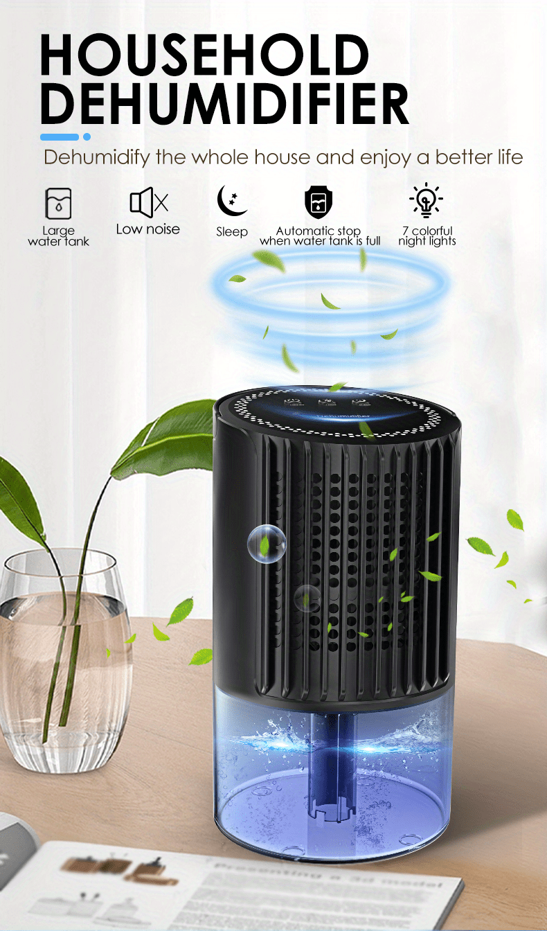 1000ml Gw-Dehumidifiers for Home Damp - Sleep Mode & 7 Timer Options -  Quiet Dehumidifier for Bedroom 