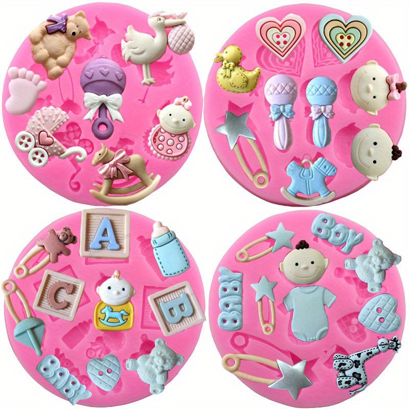 3D Silicone Baby Shower Party Fondant Chocolate Molds DIY Cake