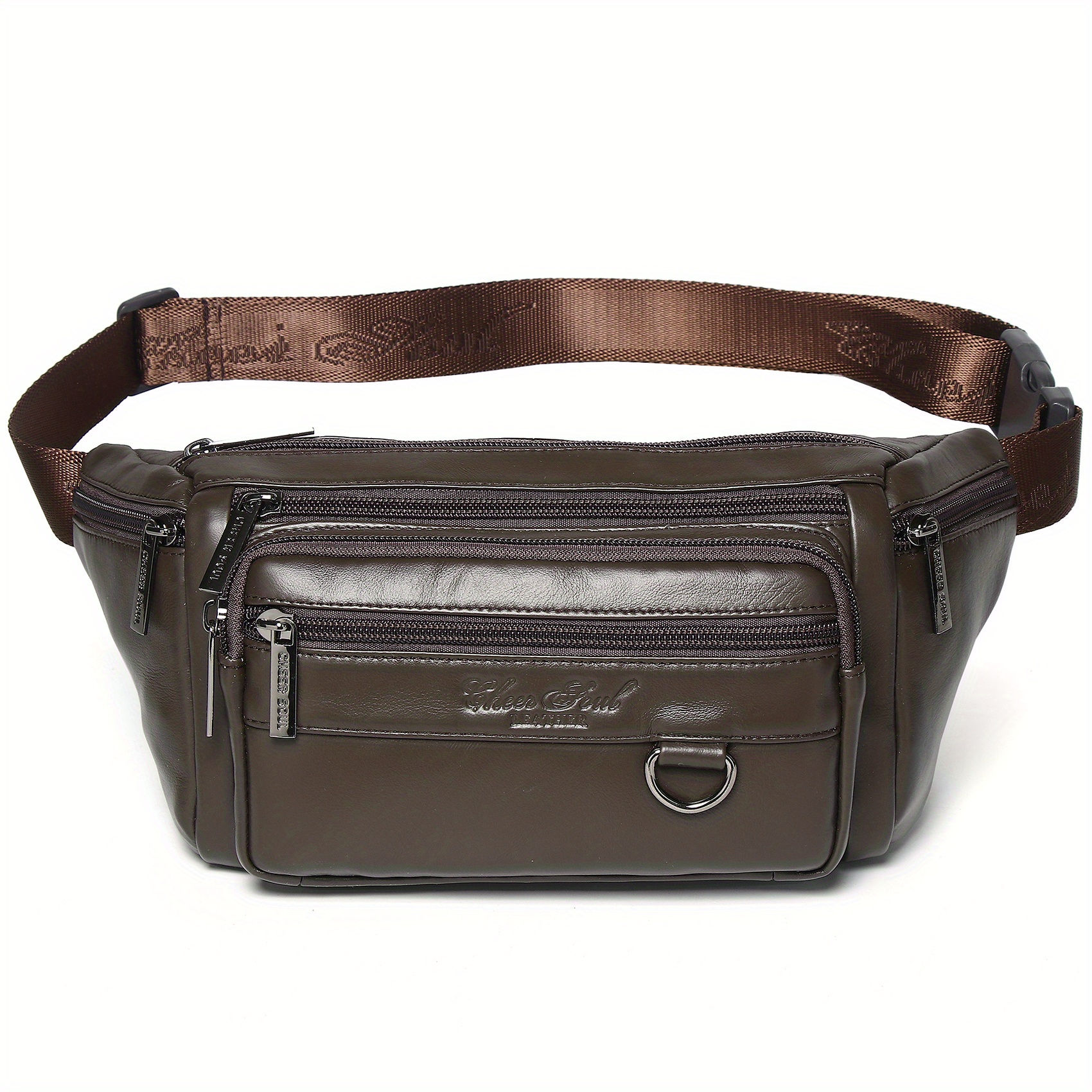 Simple Casual Genuine Leather Waist Bag Multifunctional Multi