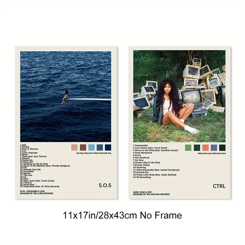 2pcs Ctrl Album Cover Posters - Music Aesthetics Room Decor - Frameless 8x12inches