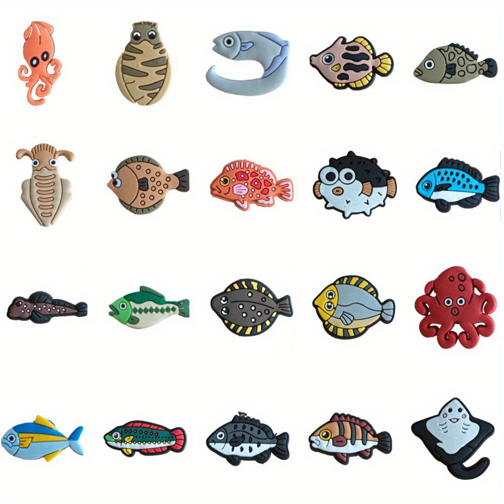 Cute Fish Pattern Shoe Charms Clogs Clogs Bubble Sandals Pvc - Temu Belgium