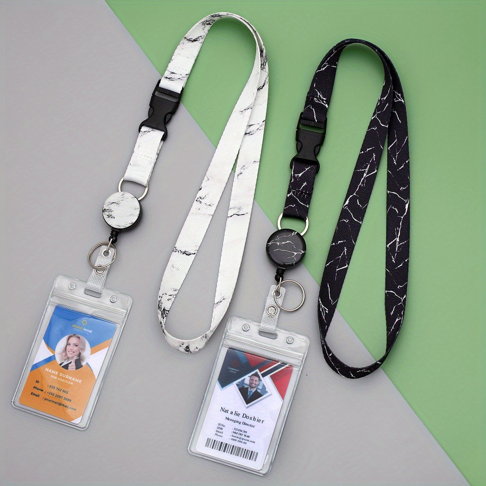 Id Badge Holder With Lanyard And Retractable Badge Reel Clip, Card