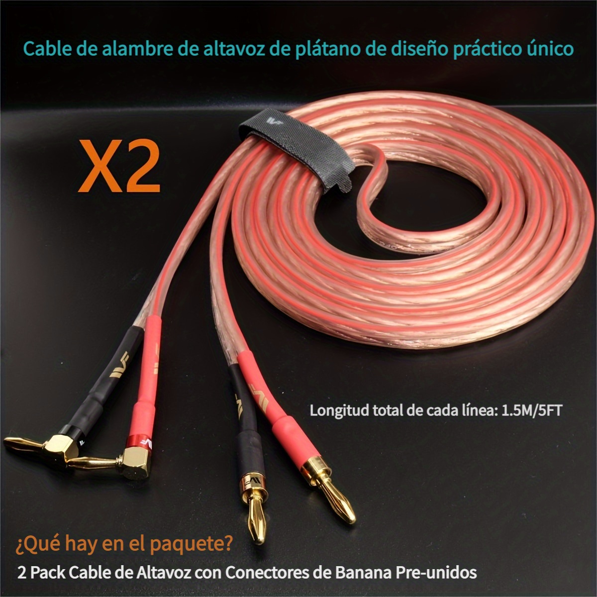 Cable De Altavoz Hifi Ofc 13awg Con Conectores Banana