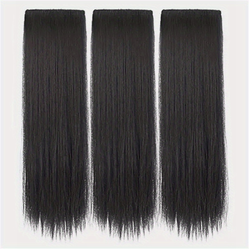 BRAID Thick Long Straight 3PCS Clip In Hair Extensions 50.8cm Pack of 3