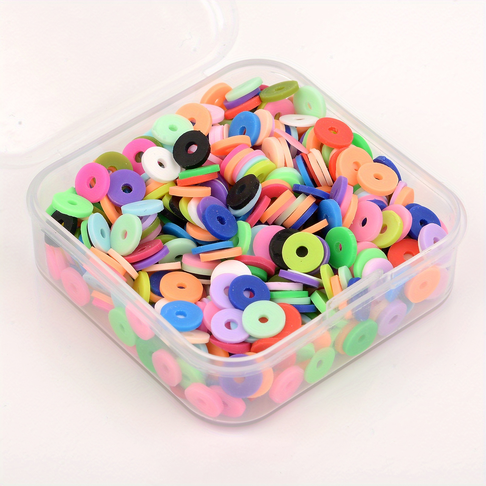 Jmassyang 3200 Pieces 6mm Flat Clay Beads Heishi Beads Polymer Round Spacer  Beads Loose Spacer for Jewelry Making Bracelets Necklaces Earring Pendant