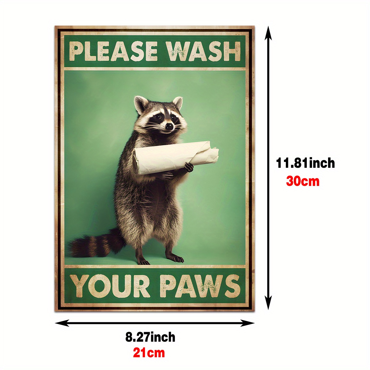 1pc Funny Raccoon Painting On Canvas - Please Wash Your Paws - Modern Wall Art Poster For Bathroom And Home Decor - No Frame Needed
