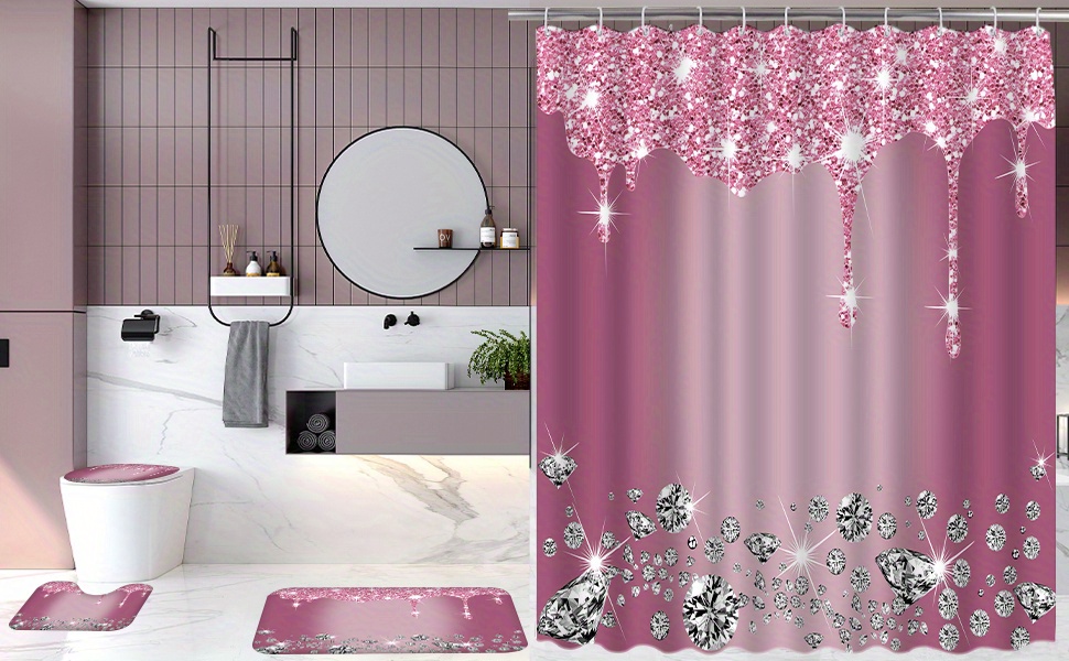 Cortina de ducha moderna de calidad de hotel, cortina de ducha rosa para  baño, juego de cortinas de ducha para duchas y bañeras, cortina de ducha de