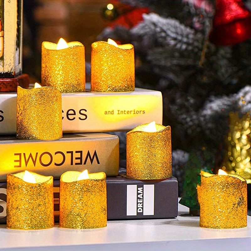 Golden Powder Candle Light Led Electronic Simulation - Temu