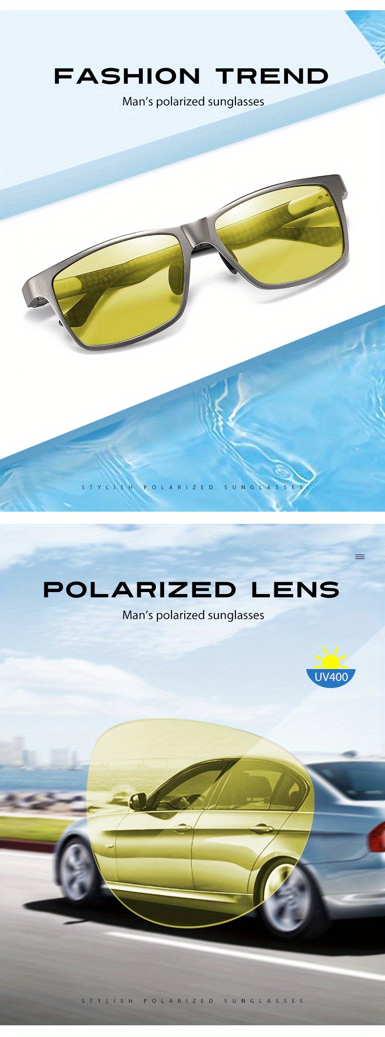 Carbon Fiber Square Photochromic Polarized Sunglasses Men And