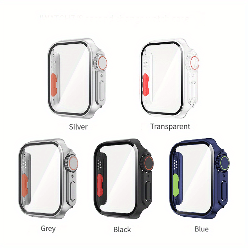 Suitable For IWatch Case With Tempered Glass Screen Protector For IWatch Series 9/8/7/6/5/4 SE 45MM 41MM 44MM 40MM Cases Change To Ultra Watch PC Case Film Integrated Watch Slim Bumper Protective Cover For Men Women