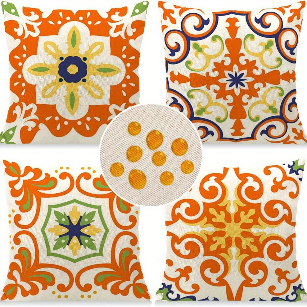  Set of 4 Throw Pillows Waterproof Outdoor Designs Geometric&  Farmhouse Fall Decor for Sofa Bedroom Decor 12x12 In Decorative Boho Pillow  Covers. Fall for Home Clearance Autumn Room Decor Enhancements 