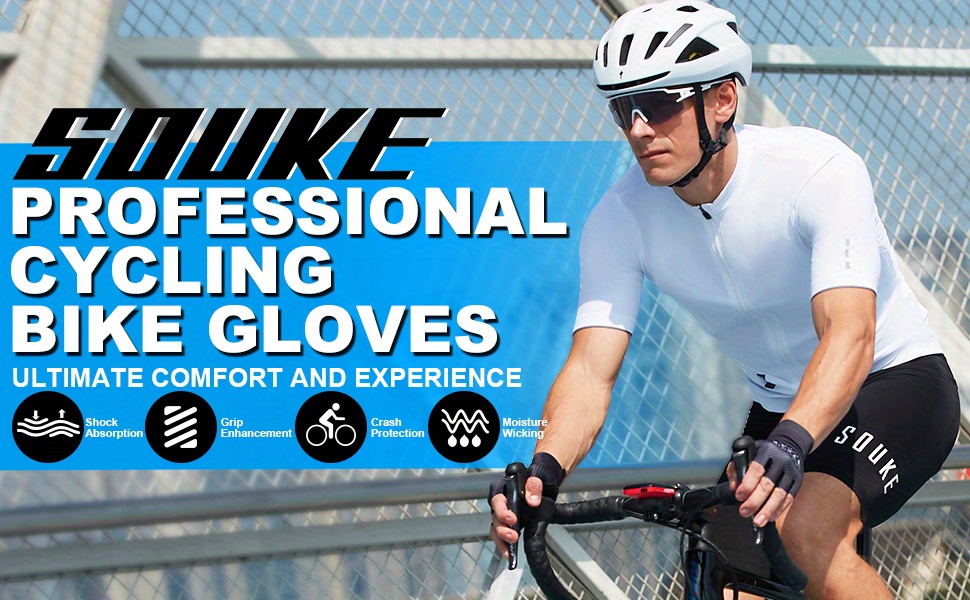 Souke Sports Cycling Bike Gloves Padded Half Finger Bicycle Gloves