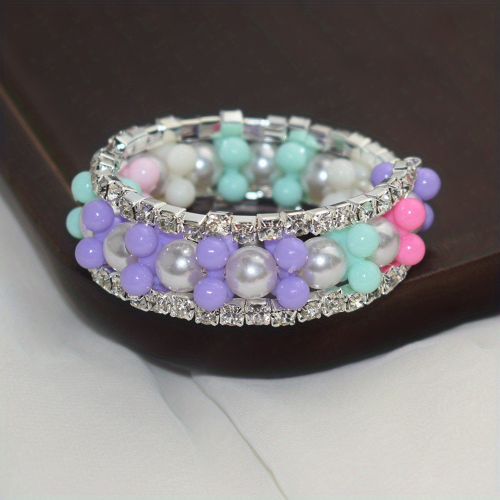 6pcs/set Faux Pearl Decor Beaded Bracelet