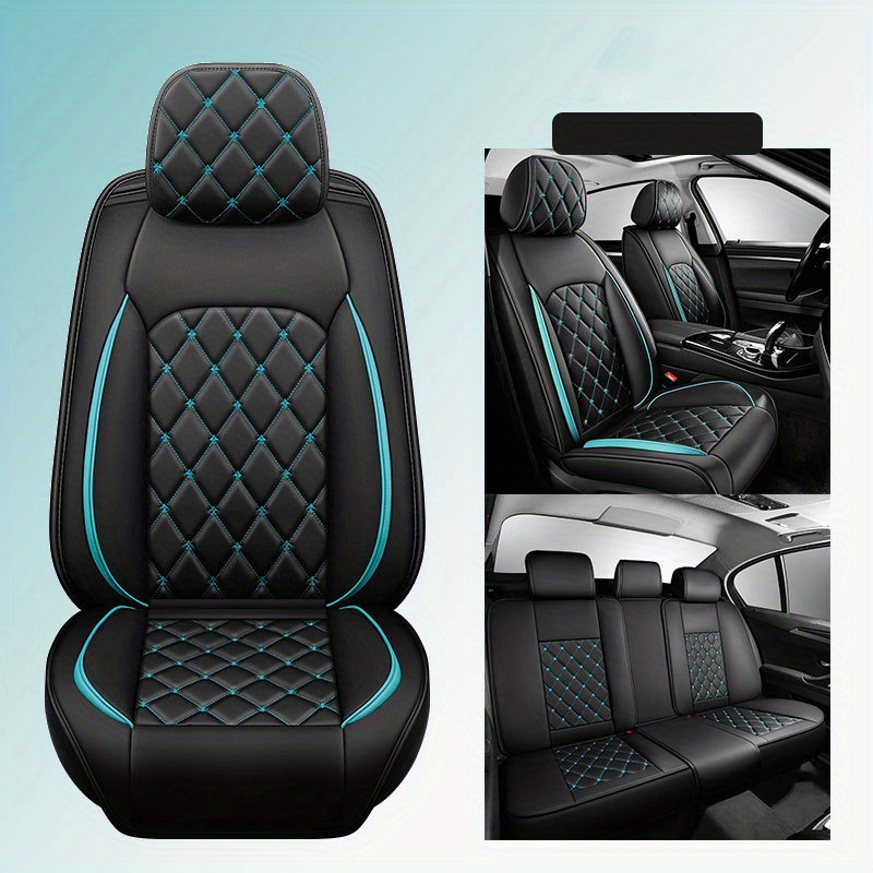 8sanlione Leather Car Seat Cover, Car Front Seat Cushion/Protector,  Breathable Comfort Automotive Seat Cover, Compatible with Most Cars,  Vehicles