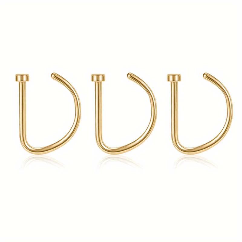 Image of 3 Pcsd Punk Wind Stainless Steel Nose Ring Does Not Need To Punch Nose Clip Fashionable Men And Act The Role Ofing Is