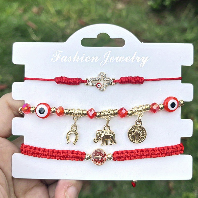 Red Bracelet Ladies Devil Eye Red Knot String Bracelet - Temu