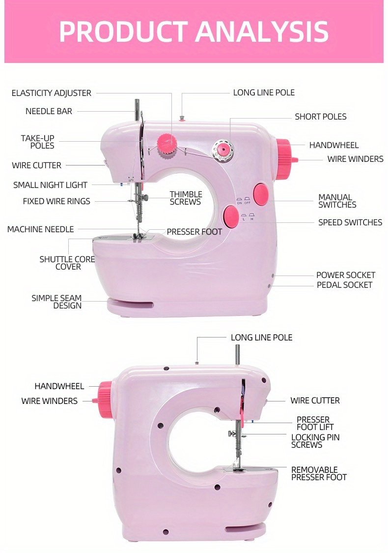 Mini Máquina De Coser Manual Portátil Herramientas - Temu