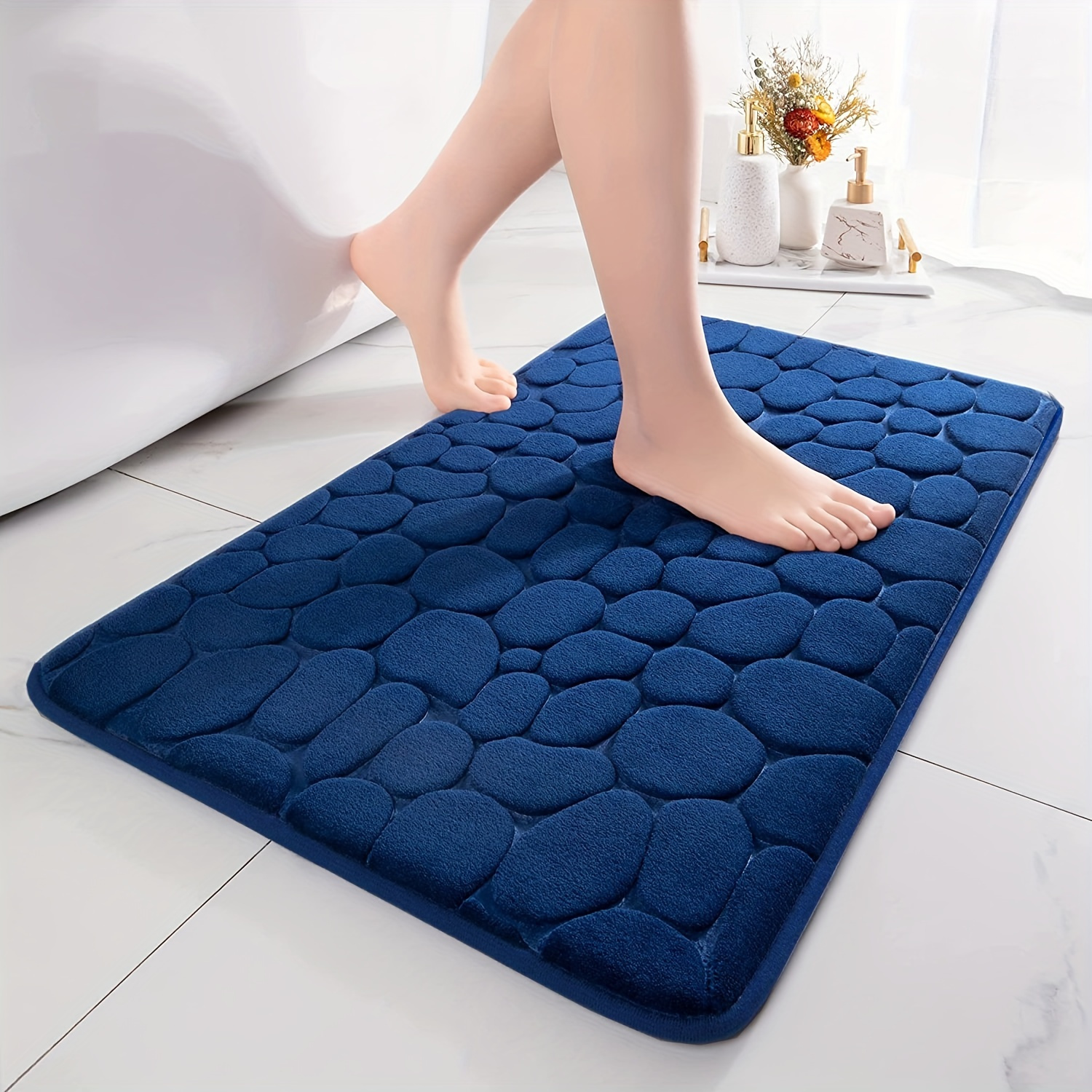 Stretch Soft Memory Foam Long Bath Carpet Non-slip, Washable And Super  Absorbent Bath Mats, Thicken Absorbent Pad, Solid Color Embossed Sponge Pad,  Bath Mat, Absorbent Floor Mats, Long Carpet For Bathroom Toilet