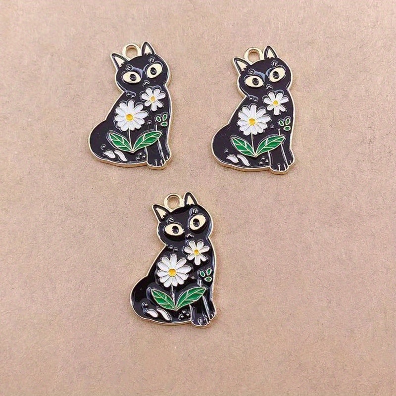 10pcs Enamel Cat Charms For Jewelry Making Cute Anime Earring Pendant  Bracelet