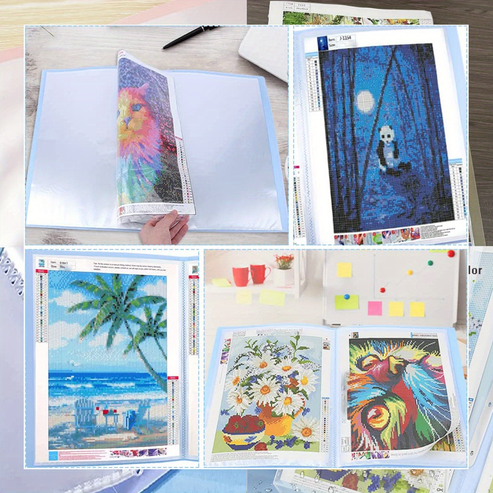 A3 Artificial Diamond Painting Storage Book For Kits Artificial Diamond Art  Portfolio Book For Painting Accessories With 30/40 Pags Clear Pockets  Plastic Sleeves Pp Material - Temu Austria