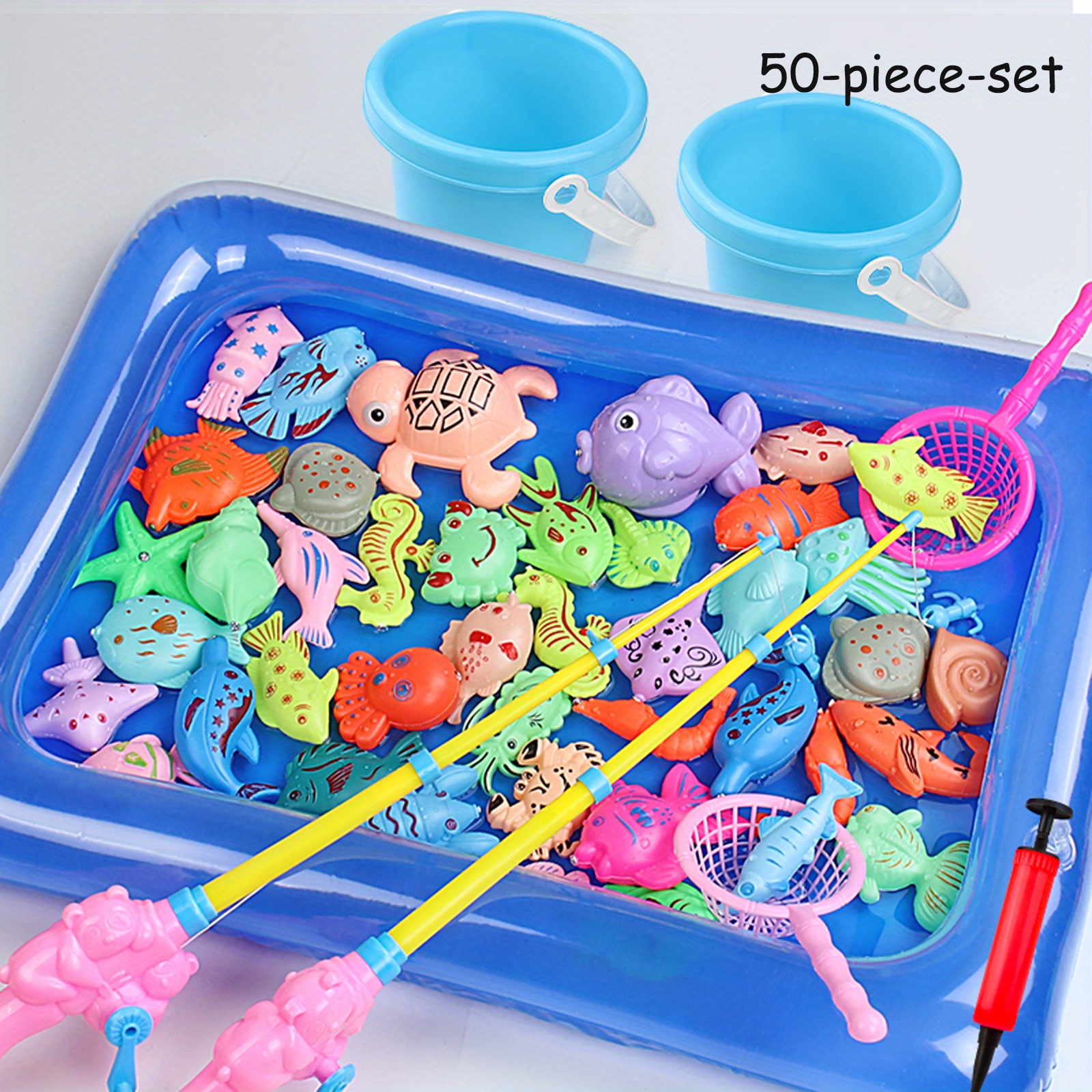 Magnetic Fishing Game with Inflatable Pool for Kids