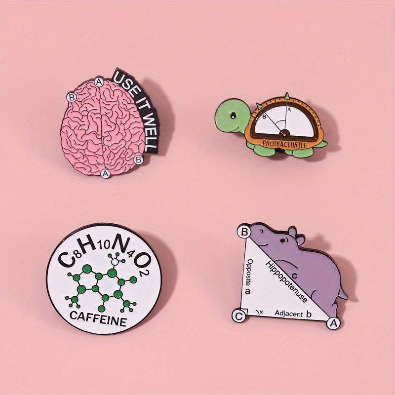 Math Puns Enamel Pins Custom Turtle Hippo Brooch Use Brain - Temu Canada