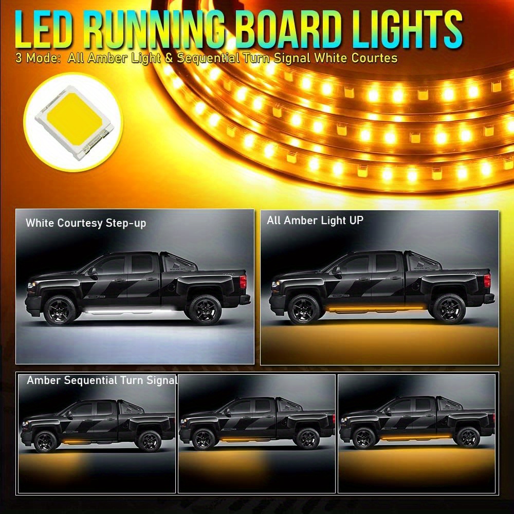 Truck Led Running Board Lights Amber Led Side Marker Light - Temu
