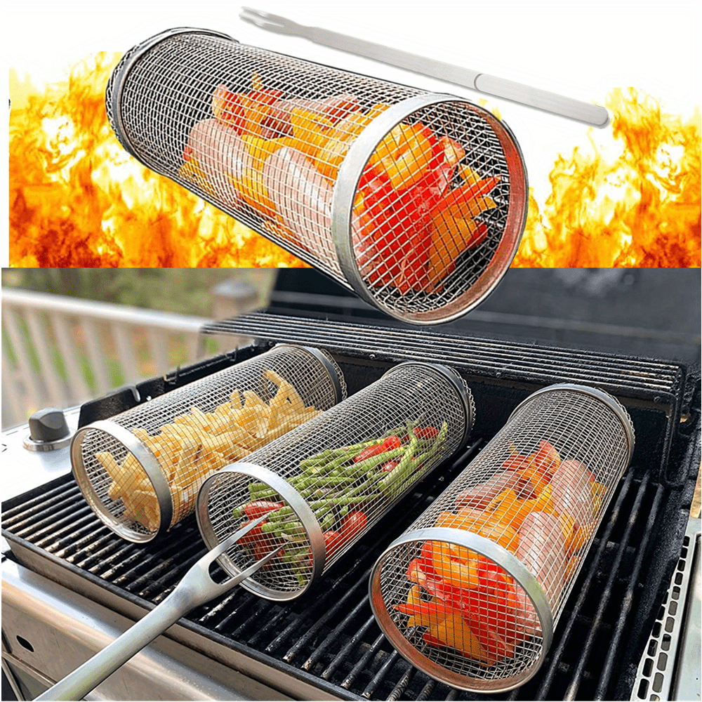 Rolling Grilling Basket Rotisserie Basket Outdoor Grill - Temu