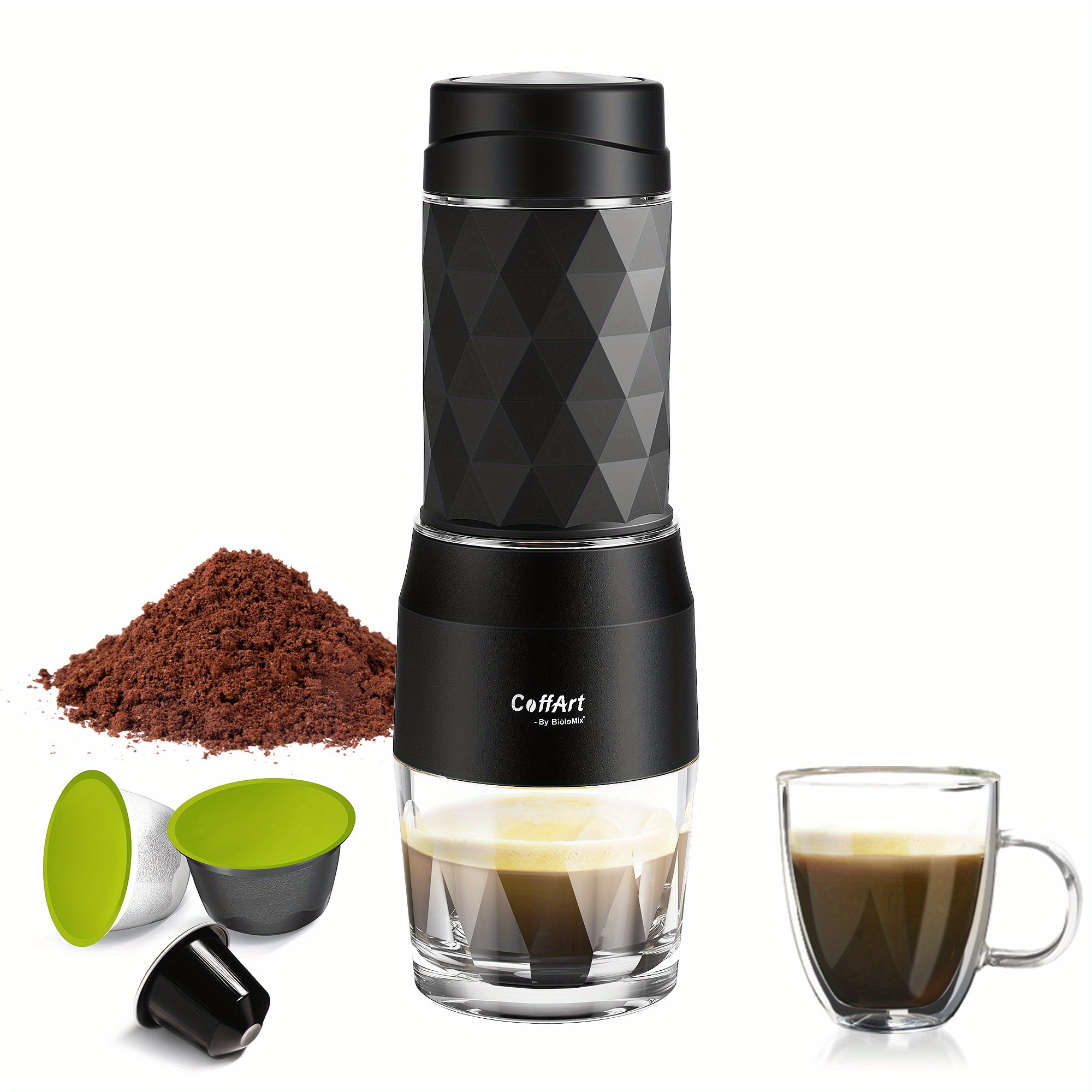 Portable Coffee Maker Hand Press Espresso Machine Capsule Ground Coffee  Brewer