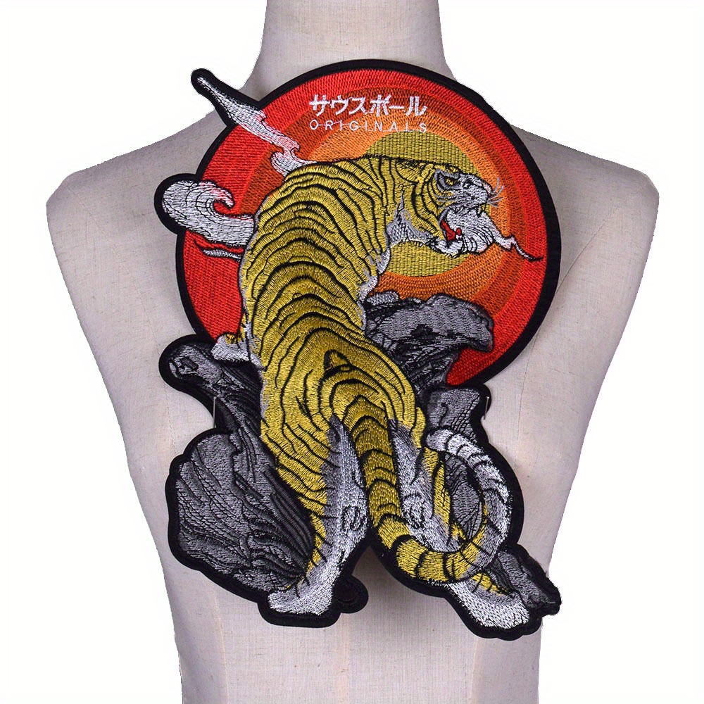 Image of 1pc Tiger Embroidery Applique Back Glue European Pattern Patches For Jackets, Sew On Patches For Clothing Backpacks Jeans T-shirt
