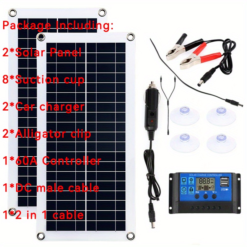 1pc Kit De Panneau Solaire Batterie De Charge 12v 18v Avec - Temu