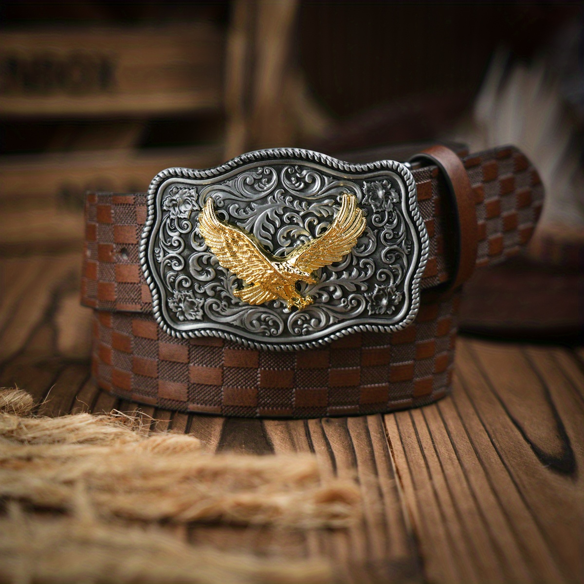 Fashion Men's Western Style Holiday Dress Belt, Men's Vintage Eagle Decor  Buckle Pu Leather Belt - Temu