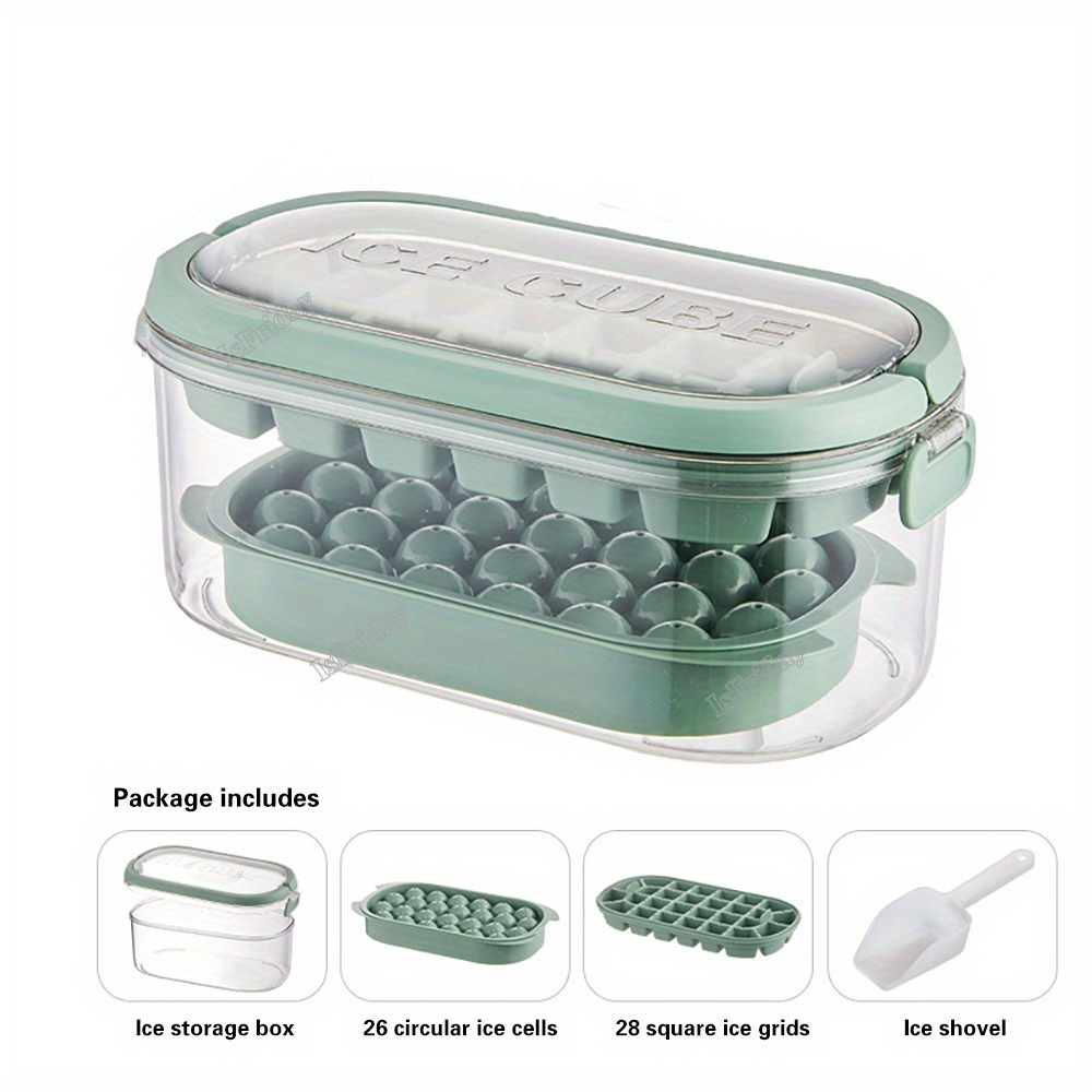 Portable 1 Ice Cube Mold And Storage Box With Handle High Capacity 54 Slots Ice  Ball Ice Maker Summer Kitchen Tools - Temu