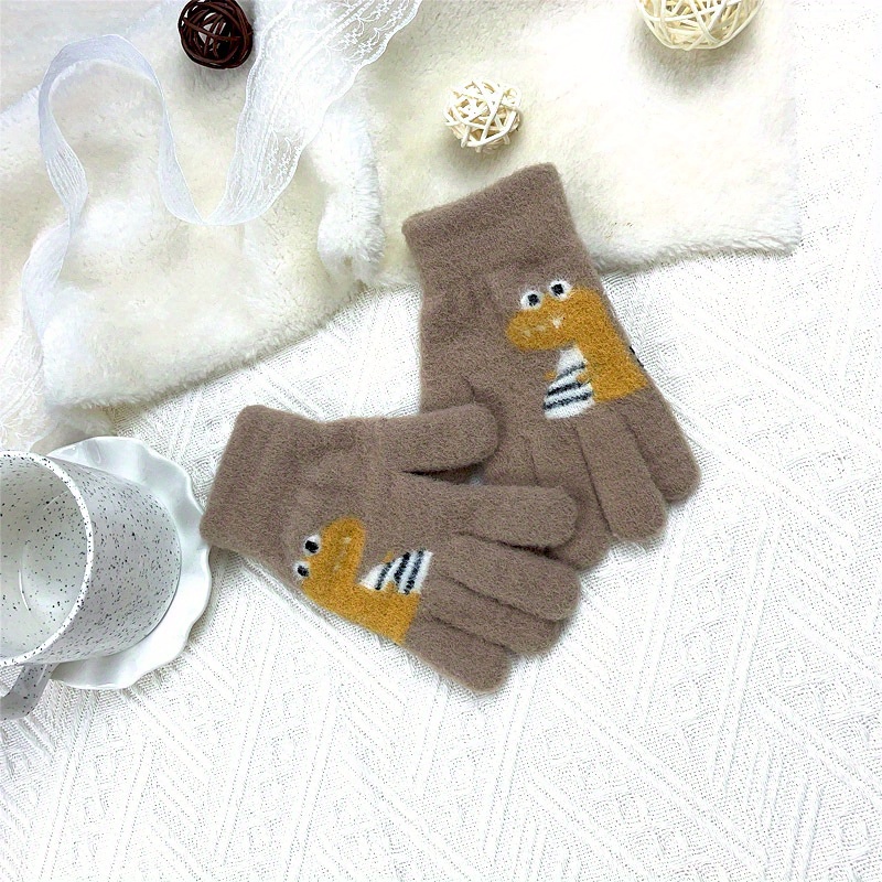 Cute Cartoon Dinosaur Middle Children's Winter Gloves Winter - Temu