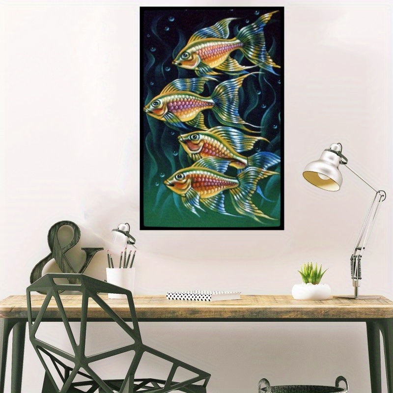 5d Diy Artificial Diamond Painting Fish Diamond Painting For - Temu