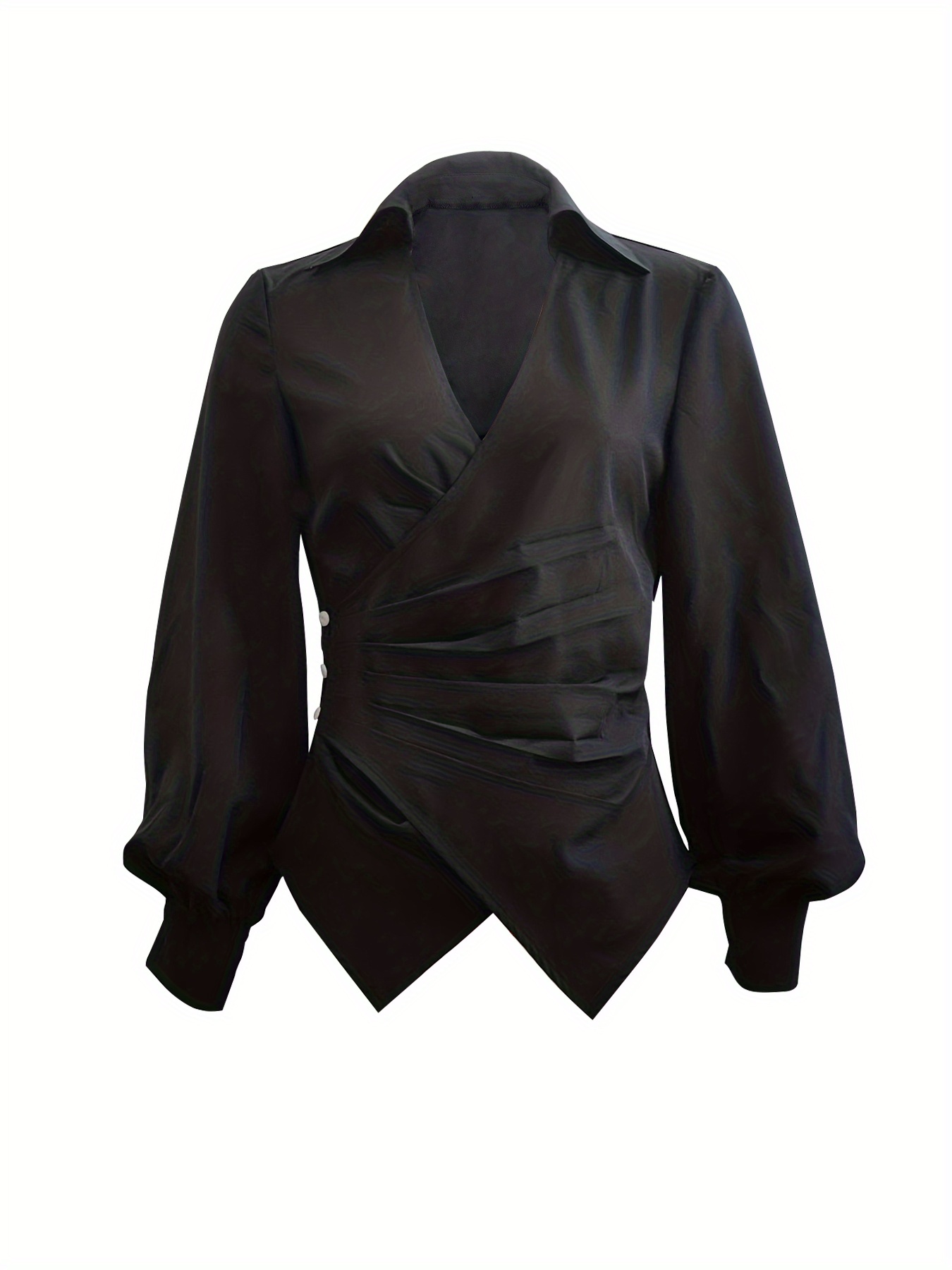 Ruched Surplice Long Sleeve T-Shirt