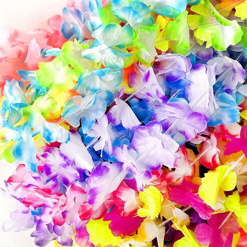 Paquete 6 Collares Hawaianos Lei Flores Tropicales Fiesta En - Temu