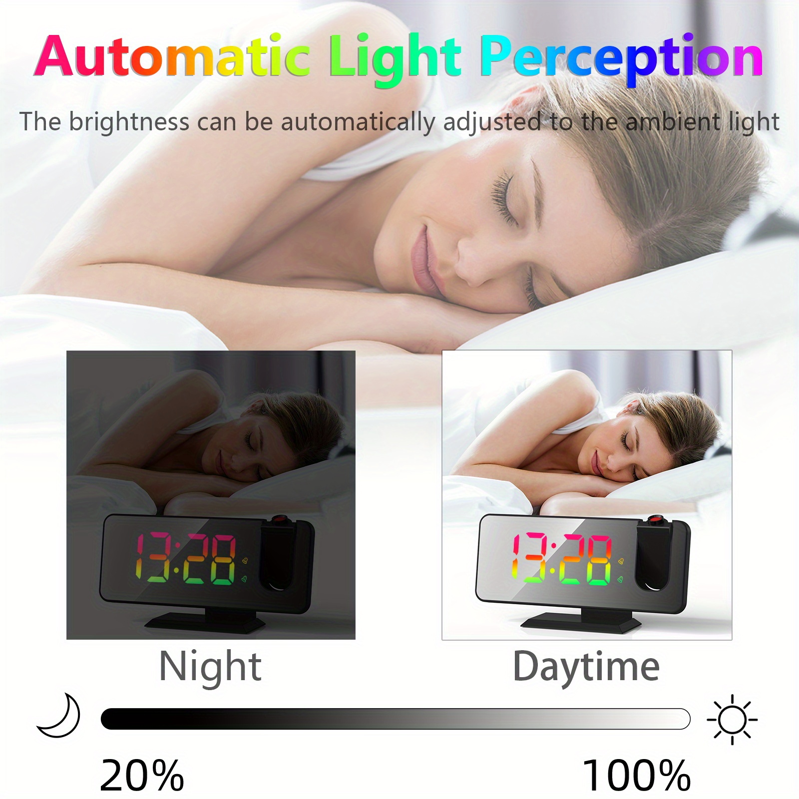 Zerone Proyector de pared, reloj de proyección LED, pantalla grande, reloj  despertador de proyección LED, multifunción, reloj de proyección para el