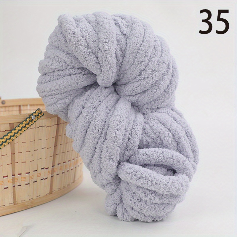 HOMBYS Dark Grey Chunky Chenille Yarn for Crocheting, Bulky Thick Fluffy  Yarn