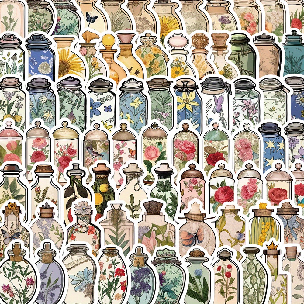 Flower In Bottle Sticker Illustration,cartoon Hand Drawn Stickers